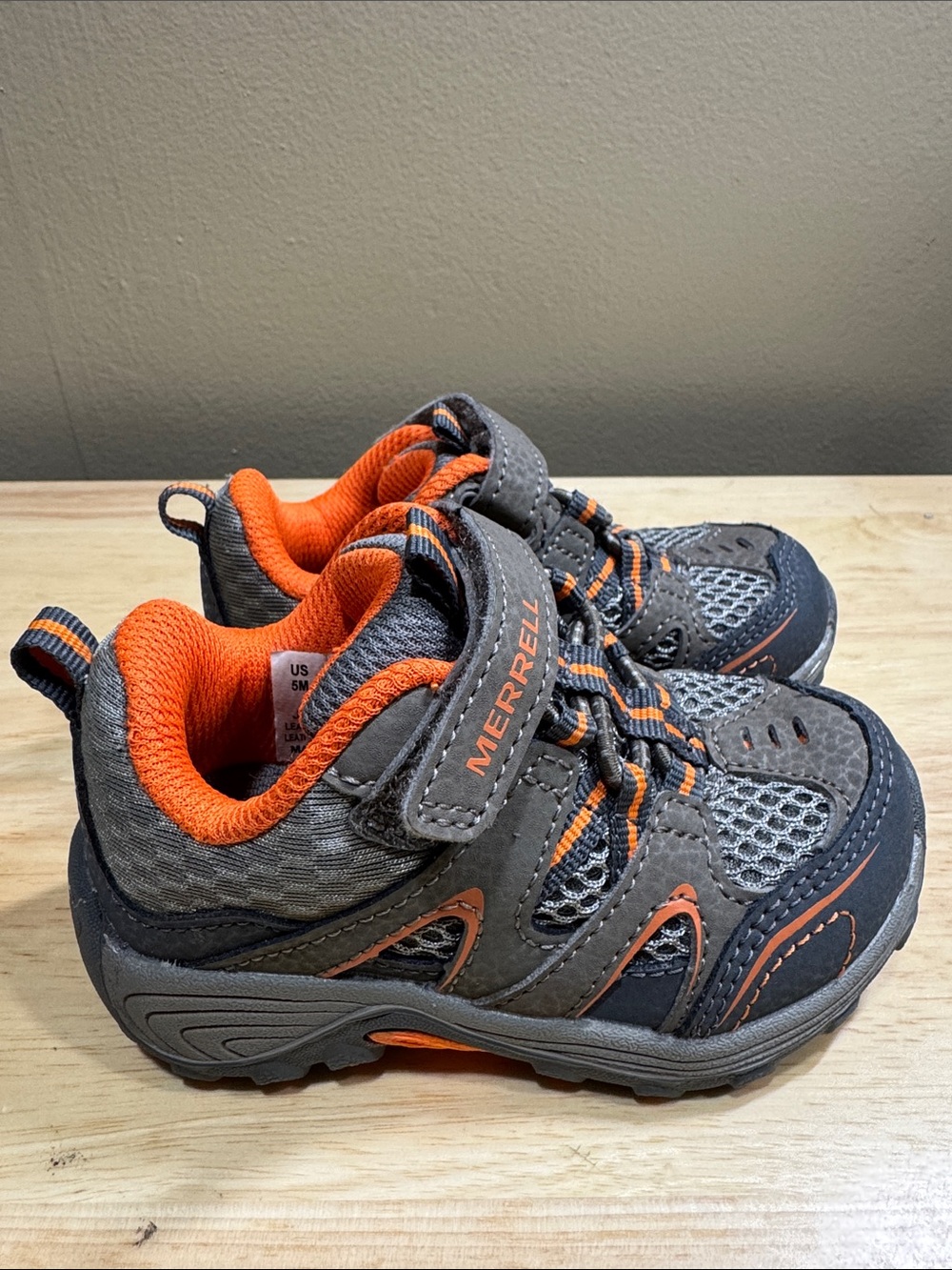 Merrell Kids Trail Chaser Gray and Orange Shoes